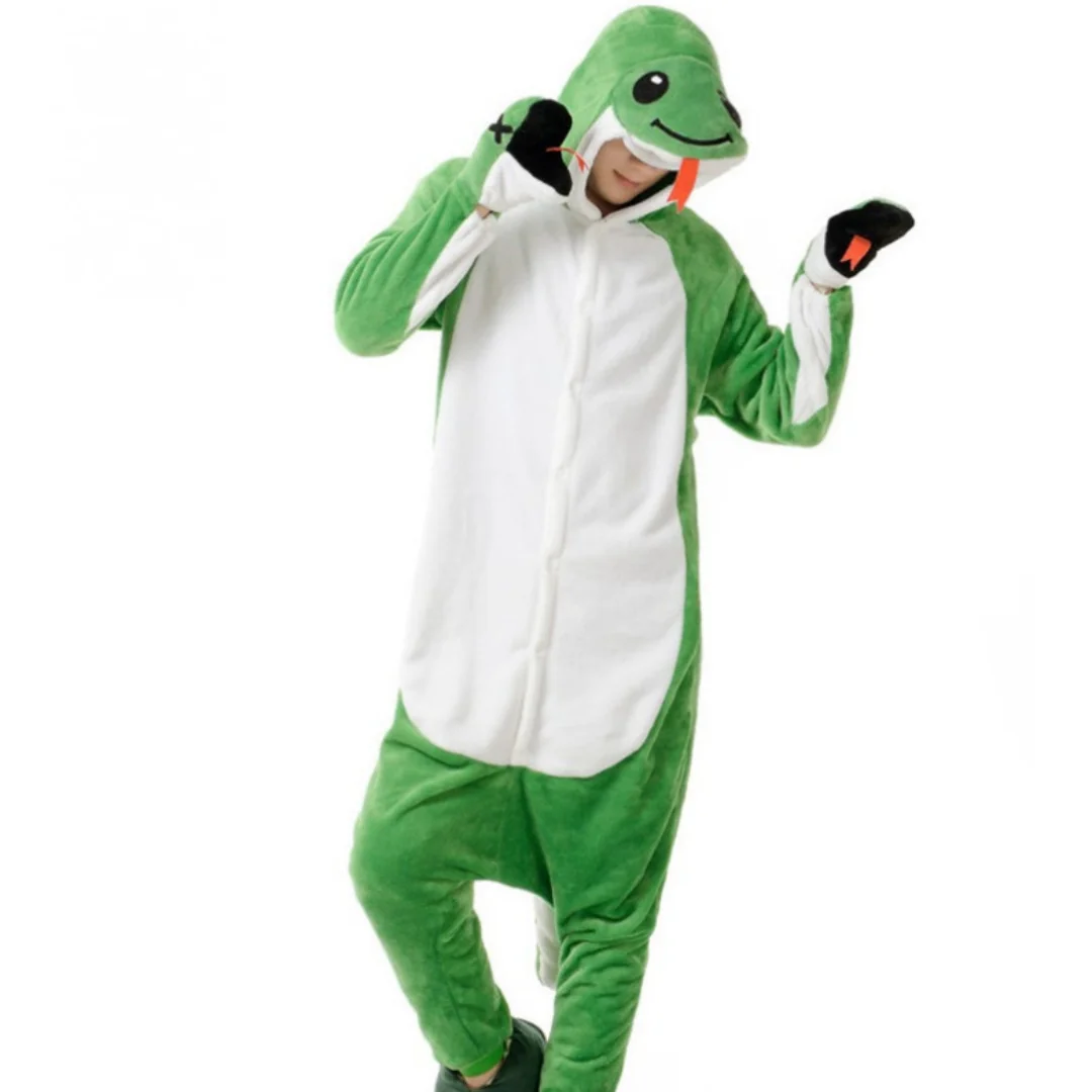 Funny Green Snake Pajamas Christmas Cosplay Costumer Hood Jumpsuit Sleepwear Home Wear One-piece Suit Men Women Party Outfit
Funny Green Snake Pajamas Christmas Cosplay Costumer Hood Jumpsuit Sleepwear Home Wear One-piece Suit Men Women Party Outfit