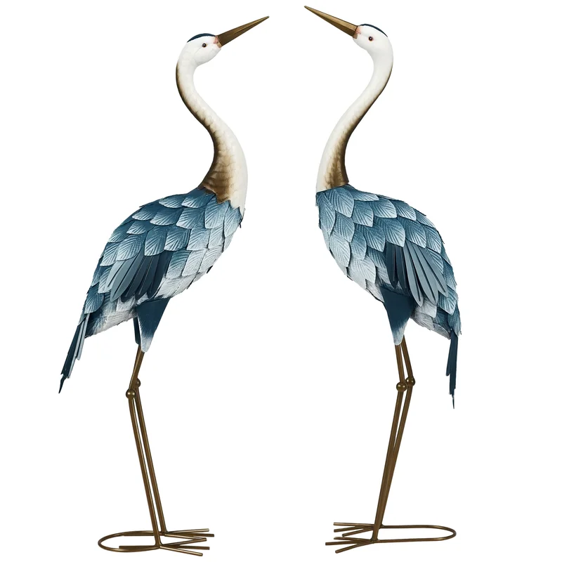 Outsunny Crane Garden Statues, 28.5" & 29" Standing Bird Sculptures, Metal Yard Art Decor, Landscape Decoration Set of 2, Blue
Outsunny Crane Garden Statues, 28.5" & 29" Standing Bird Sculptures, Metal Yard Art Decor, Landscape Decoration Set of 2, Blue