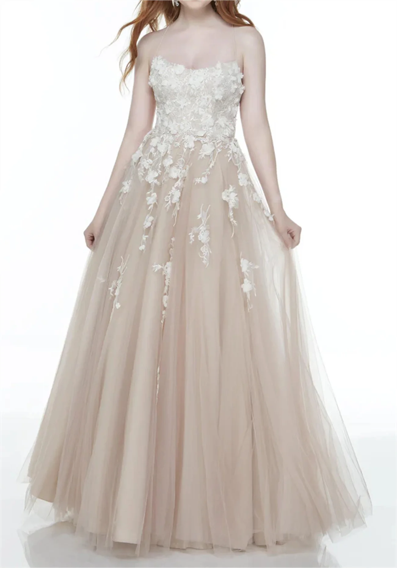 Lace Flowers Puffy Dress Elegant Bandeau Thin Straps Sexy Backless Simple Champagne Pale Pink Evening Summer Newly 2023
Lace Flowers Puffy Dress Elegant Bandeau Thin Straps Sexy Backless Simple Champagne Pale Pink Evening Summer Newly 2023