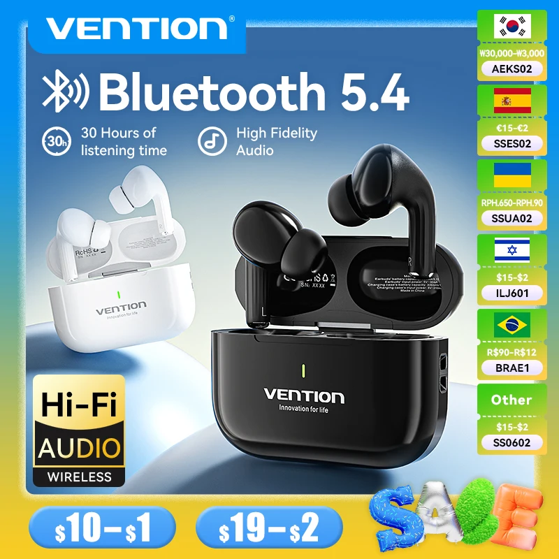 Vention ECHO LITE E11 Bluetooth Earphones HiFi True Wireless Headphones TWS Bluetooth 5.4 Stereo Sports Earbuds With Mic
Vention ECHO LITE E11 Bluetooth Earphones HiFi True Wireless Headphones TWS Bluetooth 5.4 Stereo Sports Earbuds With Mic