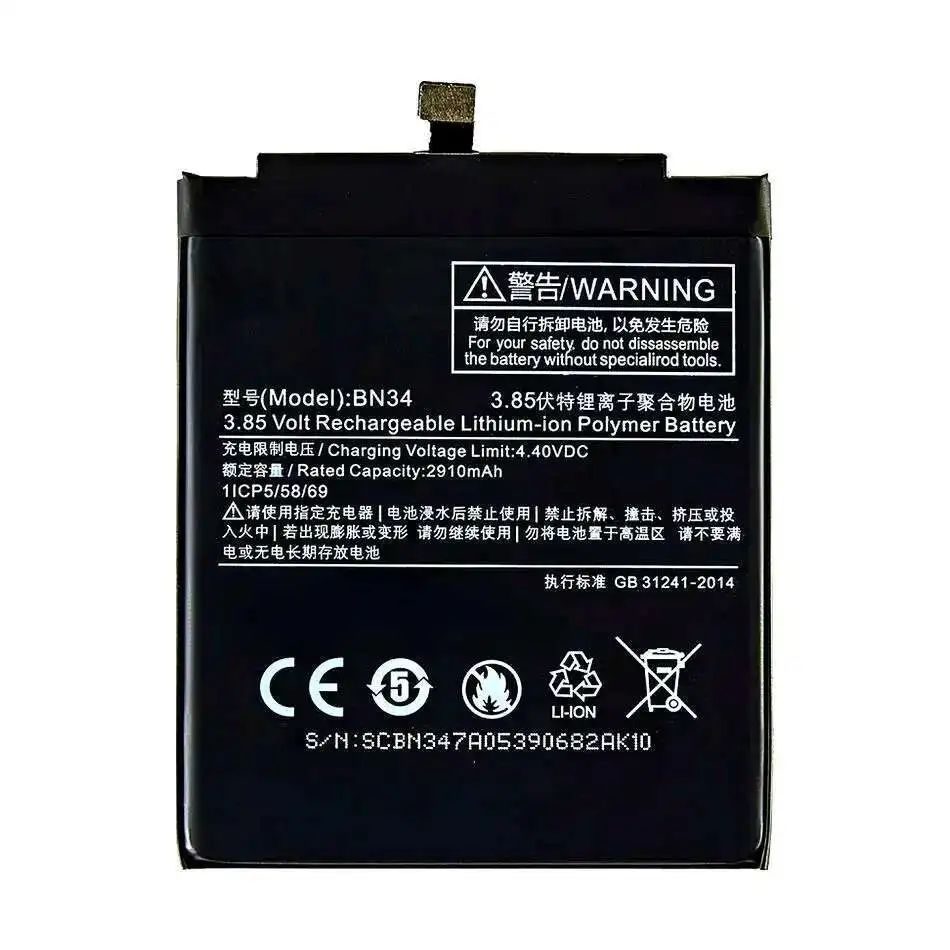BN34 Хорошая низкотемпературная замена премиум-класса для аккумулятора мобильного телефона Xiaomi Redmi 5A 3000 мАч
BN34 Хорошая низкотемпературная замена премиум-класса для аккумулятора мобильного телефона Xiaomi Redmi 5A 3000 мАч