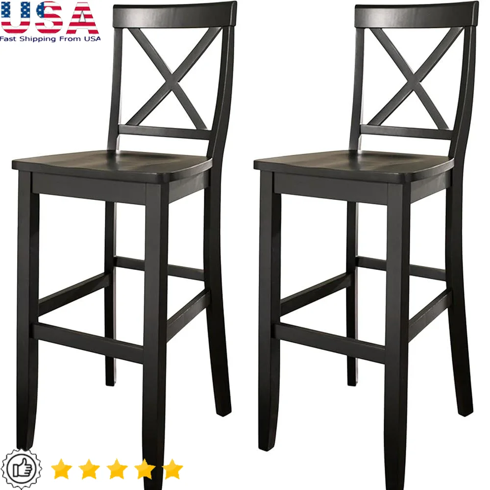 Set of 2 X-Back Wooden Bar Stools 30 Inch Durable Comfortable Seating Ideal Kitchen Dining Pub
Set of 2 X-Back Wooden Bar Stools 30 Inch Durable Comfortable Seating Ideal Kitchen Dining Pub