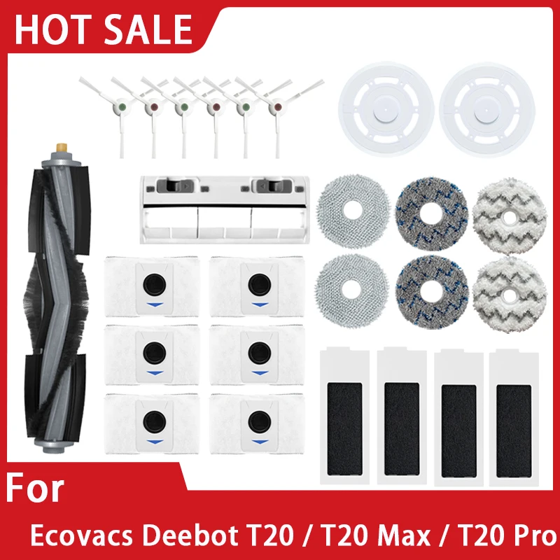 For Ecovacs Deebot T20 / T20 Max / T20 Pro Replacement Spare Parts AccessoriesMain Side Brush Mop Cloth HEPA Filter Dust Bag
For Ecovacs Deebot T20 / T20 Max / T20 Pro Replacement Spare Parts AccessoriesMain Side Brush Mop Cloth HEPA Filter Dust Bag