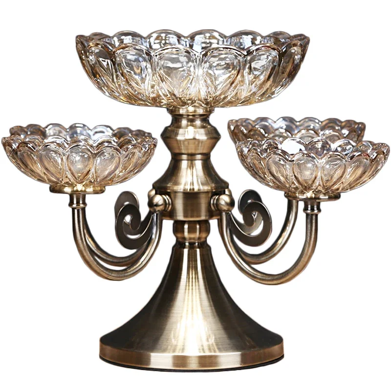 European crystal glass rotating fruit plate creative double-layer American home
European crystal glass rotating fruit plate creative double-layer American home
