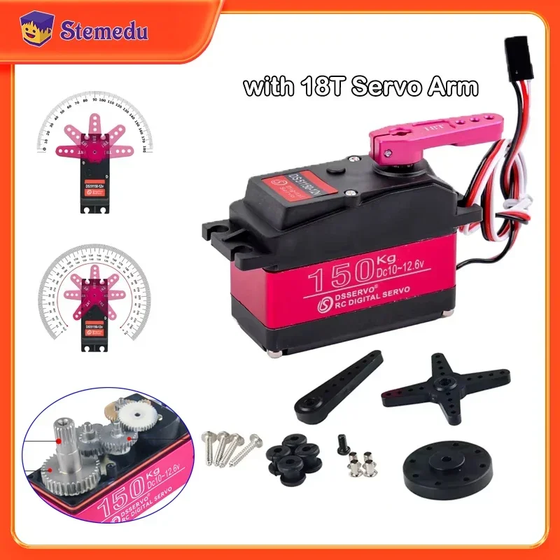 Dsservo 150KG 12V DS51150 Digital Metal Robotic Servo 180/270 Degree Waterproof IP66 18T Servo Arm For RC Car Robot Drone Truck
Dsservo 150KG 12V DS51150 Digital Metal Robotic Servo 180/270 Degree Waterproof IP66 18T Servo Arm For RC Car Robot Drone Truck