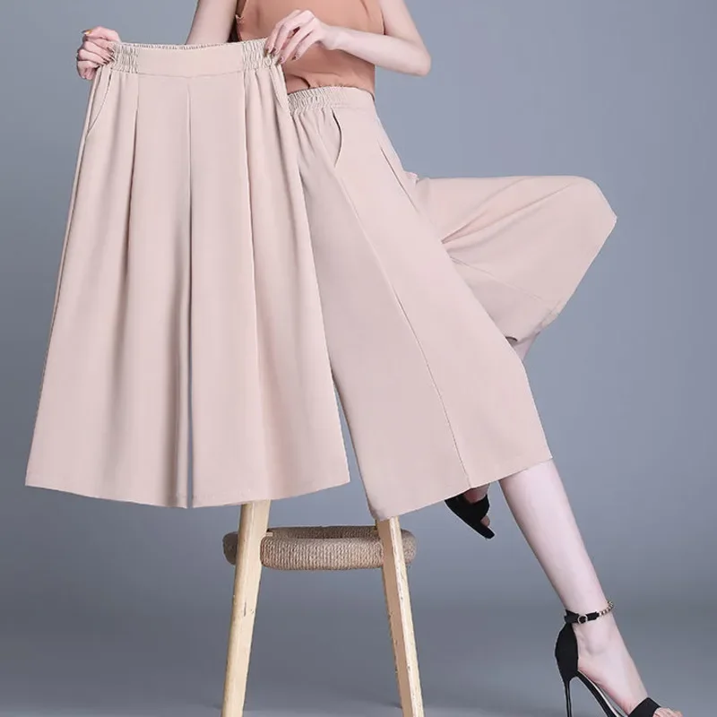 Calf-Length Pants /Knee Length Summer Chiffon Women's High Waist Casual Skirt Pants Korean Fashion Baggy Vintage Wide Leg Pants
Calf-Length Pants /Knee Length Summer Chiffon Women's High Waist Casual Skirt Pants Korean Fashion Baggy Vintage Wide Leg Pants