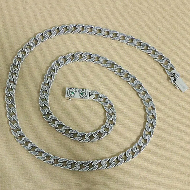 925 sterling silver hip-hop tiger chain thick necklace trendy punk versatile simple and trendy men's short retro street chain
925 sterling silver hip-hop tiger chain thick necklace trendy punk versatile simple and trendy men's short retro street chain