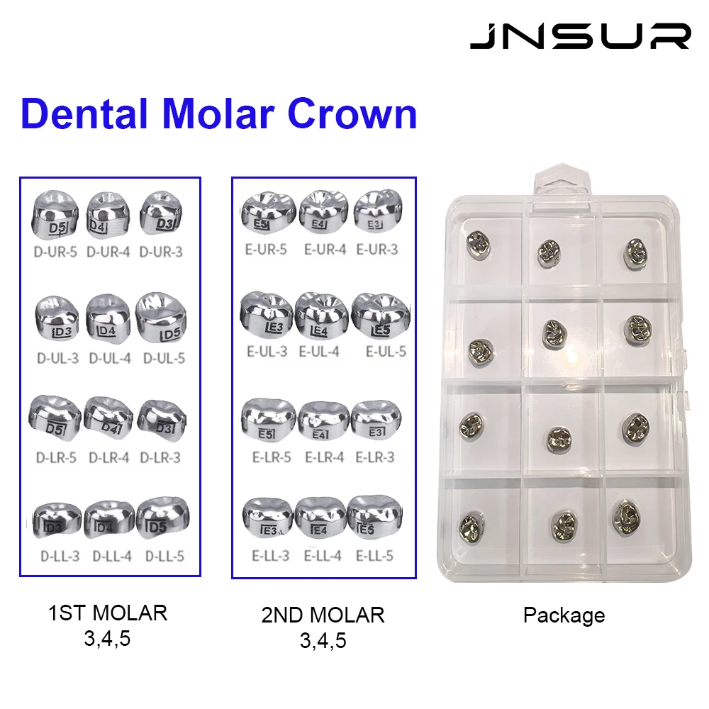 12pcs Dental Temporary Crowns E3 E4 E5 D3 D4 D5 1st 2nd Preformed StainlessSteel Pedo Molar Crown Refill Kit Dentistry Pediatri
12pcs Dental Temporary Crowns E3 E4 E5 D3 D4 D5 1st 2nd Preformed StainlessSteel Pedo Molar Crown Refill Kit Dentistry Pediatri