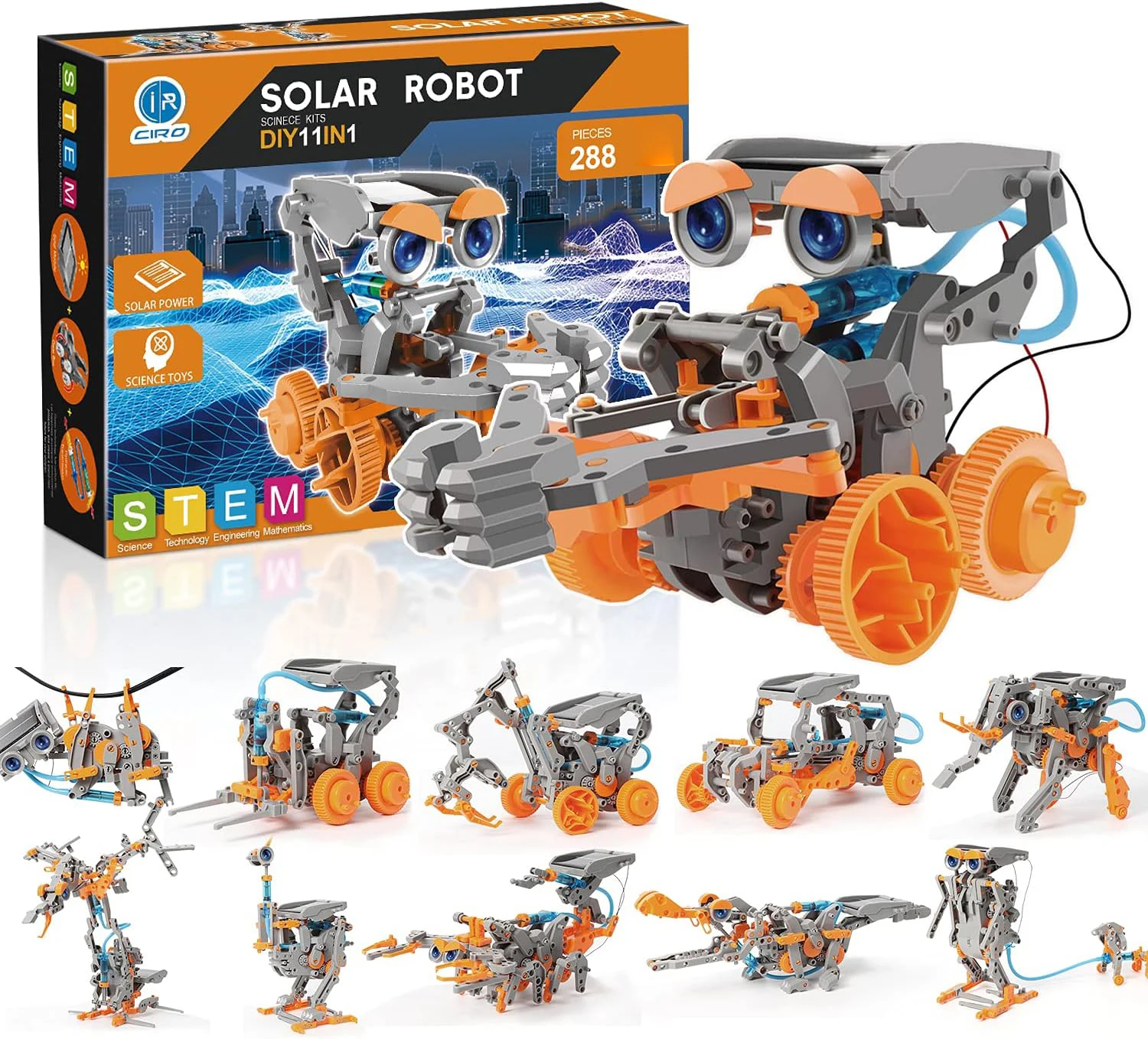 Robot Toys, 11-in-1 Education Science Experiment Kits for Kids Ages 8-12, 288 Pieces Building Set
Robot Toys, 11-in-1 Education Science Experiment Kits for Kids Ages 8-12, 288 Pieces Building Set