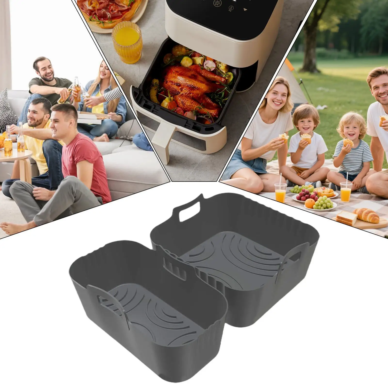 Silicone Insert For Air Fryer Air Fryer Silicone Basket 2 Pieces Non-Stick Reusable Steamer Tray Removable For Cooking Baking
Silicone Insert For Air Fryer Air Fryer Silicone Basket 2 Pieces Non-Stick Reusable Steamer Tray Removable For Cooking Baking