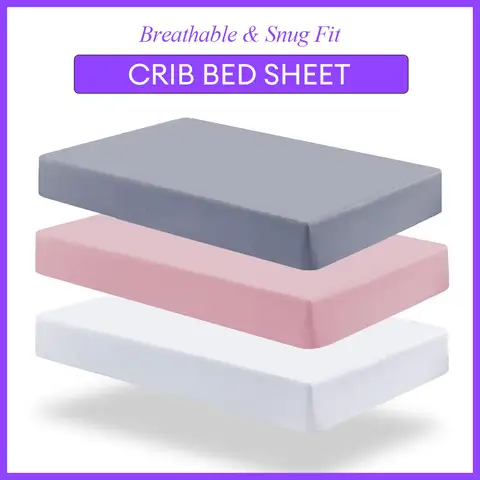 1pc Solid Crib Fitted Sheet Microfiber Super Soft Toddler Bedsheet Washable Bed Cover