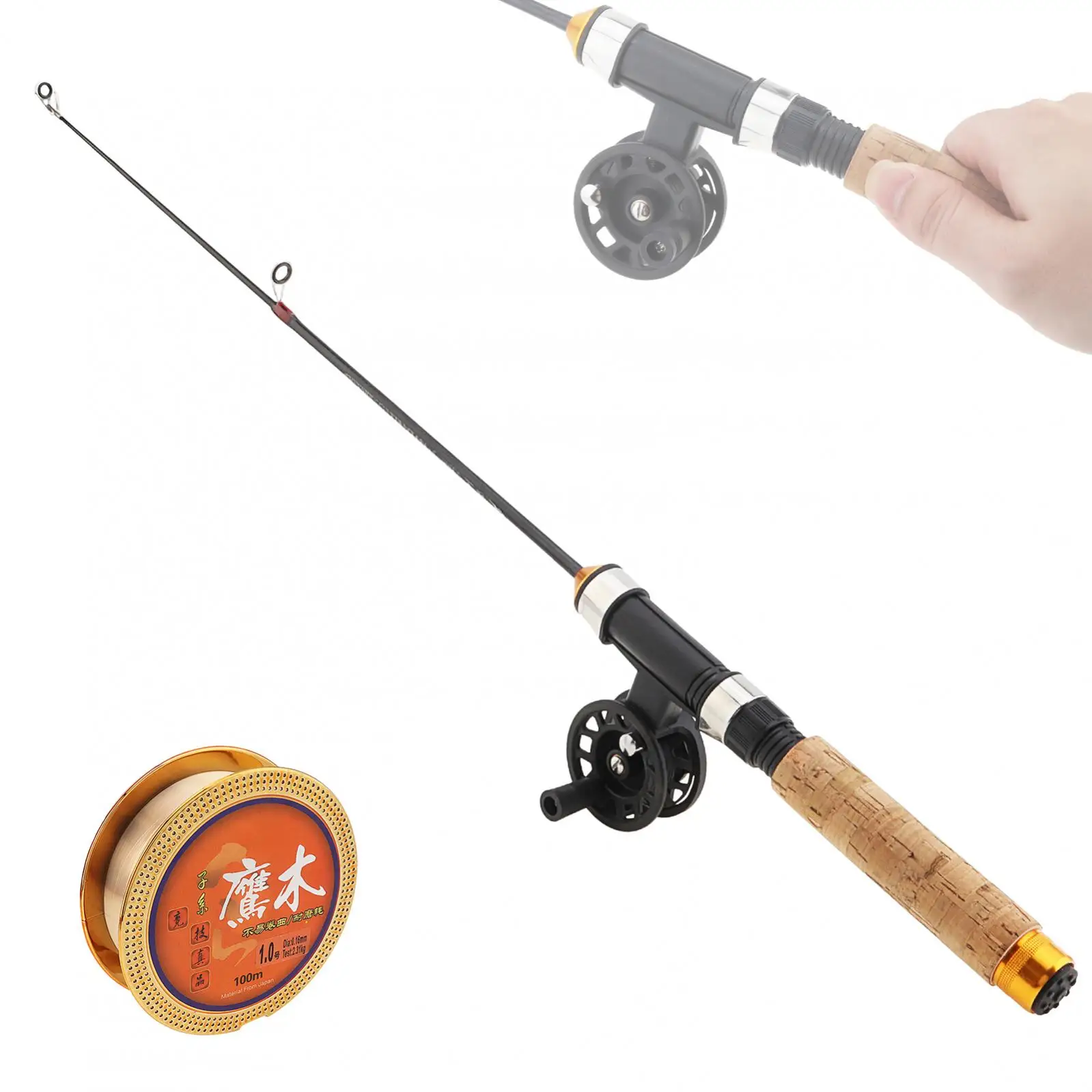65 cm / 25.59 inch Imitation Wood Grain Handle Telescopic Ice Fishing Rod Set with Fishing Wheel and 100M Nylon Fishing Line
65 cm / 25.59 inch Imitation Wood Grain Handle Telescopic Ice Fishing Rod Set with Fishing Wheel and 100M Nylon Fishing Line
