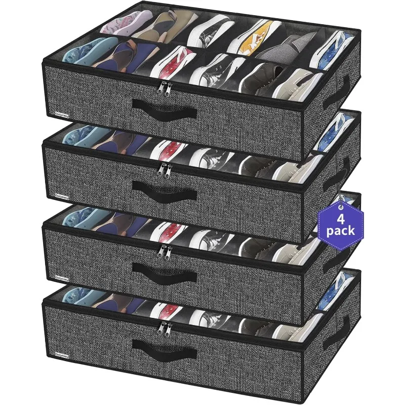 Under Bed Shoe Storage Organizer For Closet, 4 Pack Fit 12x4 Pairs, Underbed Solution Shoes Container Bags
Under Bed Shoe Storage Organizer For Closet, 4 Pack Fit 12x4 Pairs, Underbed Solution Shoes Container Bags