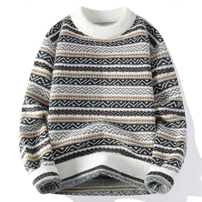 Мужской вязаный пуловер с классическим рисунком, свитер в стиле ретро с круглым вырезом, свободные облегающие осенне-зимние теплые топы, уличный свитер
Мужской вязаный пуловер с классическим рисунком, свитер в стиле ретро с круглым вырезом, свободные облегающие осенне-зимние теплые топы, уличный свитер