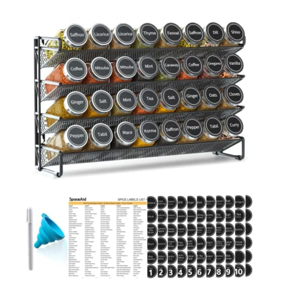 Spice Rack Organizer with 32 Spice Jars, 386 Spice Labels, Chalk Marker and Funnel Set for Cabinet, Countertop, Pantry, Cupboar
Spice Rack Organizer with 32 Spice Jars, 386 Spice Labels, Chalk Marker and Funnel Set for Cabinet, Countertop, Pantry, Cupboar