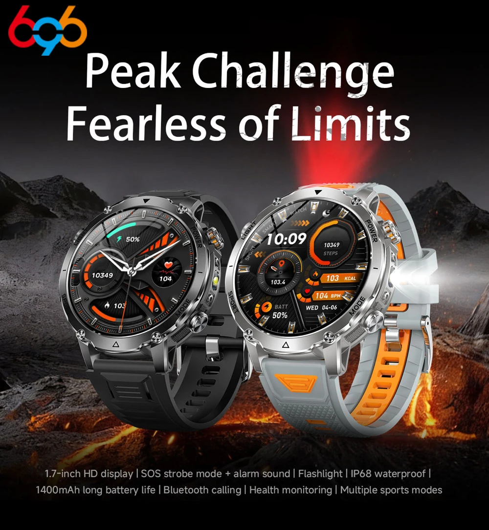Health Smartwatch SOS Military 1400mAh Battery Smart Watch Men Outdoor Flashlight Waterproof Heart Rate BT Call Sports Bracelet
Health Smartwatch SOS Military 1400mAh Battery Smart Watch Men Outdoor Flashlight Waterproof Heart Rate BT Call Sports Bracelet