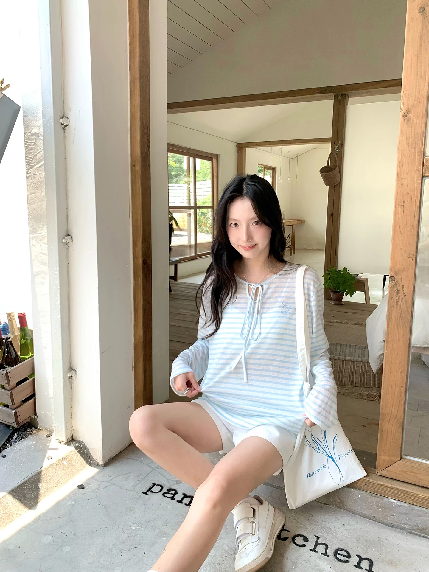 Cozydays Синий полосатый топ с длинным рукавом для защиты от солнца, женский, на раннюю осень, свободный, повседневный, с круглым вырезом, свободного кроя
Cozydays Синий полосатый топ с длинным рукавом для защиты от солнца, женский, на раннюю осень, свободный, повседневный, с круглым вырезом, свободного кроя