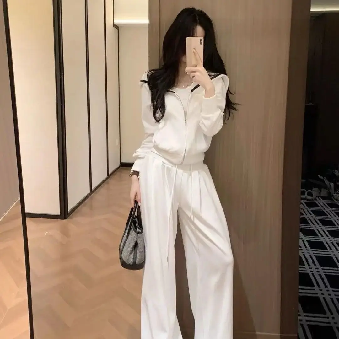 Elegant Sportswear Set Women's Casual White Hoodie Two-Piece Suite Anti-Aging Trendy Korean Version Spring Autumn Wear
Elegant Sportswear Set Women's Casual White Hoodie Two-Piece Suite Anti-Aging Trendy Korean Version Spring Autumn Wear