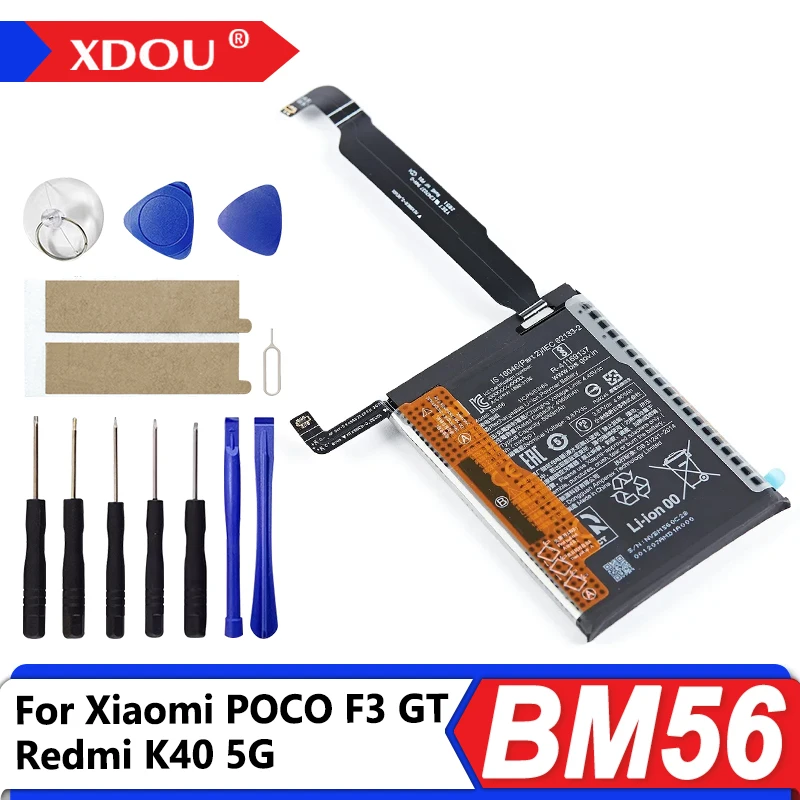 Совершенно новый аккумулятор BM56 5065 мАч для Xiaomi POCO F3 GT/Redmi K40 5G BM56, сменные аккумуляторы для телефона + инструменты
Совершенно новый аккумулятор BM56 5065 мАч для Xiaomi POCO F3 GT/Redmi K40 5G BM56, сменные аккумуляторы для телефона + инструменты