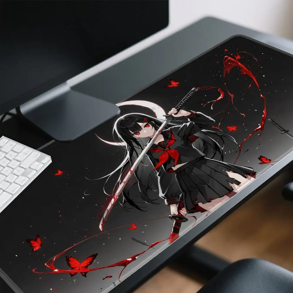 xtra Large 2D Flat Cute Anime Girl Desk Mat, Bloody Katana Black Uniform Red Bow Tie Design, Non-Slip Rubber Gaming Mouse Pad
xtra Large 2D Flat Cute Anime Girl Desk Mat, Bloody Katana Black Uniform Red Bow Tie Design, Non-Slip Rubber Gaming Mouse Pad