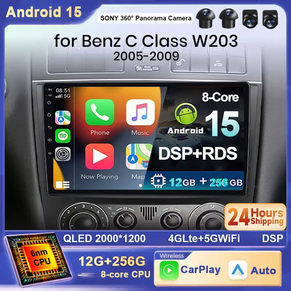 Для Benz C Class W203 2005-2009 C200 C230 C240 C320 C350 2K QLED Android 15 Автомобильный радиоприемник Мультимедийный видеоплеер GPS CarPlay WIFI
Для Benz C Class W203 2005-2009 C200 C230 C240 C320 C350 2K QLED Android 15 Автомобильный радиоприемник Мультимедийный видеоплеер GPS CarPlay WIFI