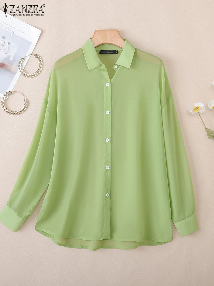 Fashion Women Shirts ZANZEA Autumn Office Blouse Lapel Neck Long Sleeve Tops Sheer Shirt Female OL Work Blusas Buttons Chemise
Fashion Women Shirts ZANZEA Autumn Office Blouse Lapel Neck Long Sleeve Tops Sheer Shirt Female OL Work Blusas Buttons Chemise
