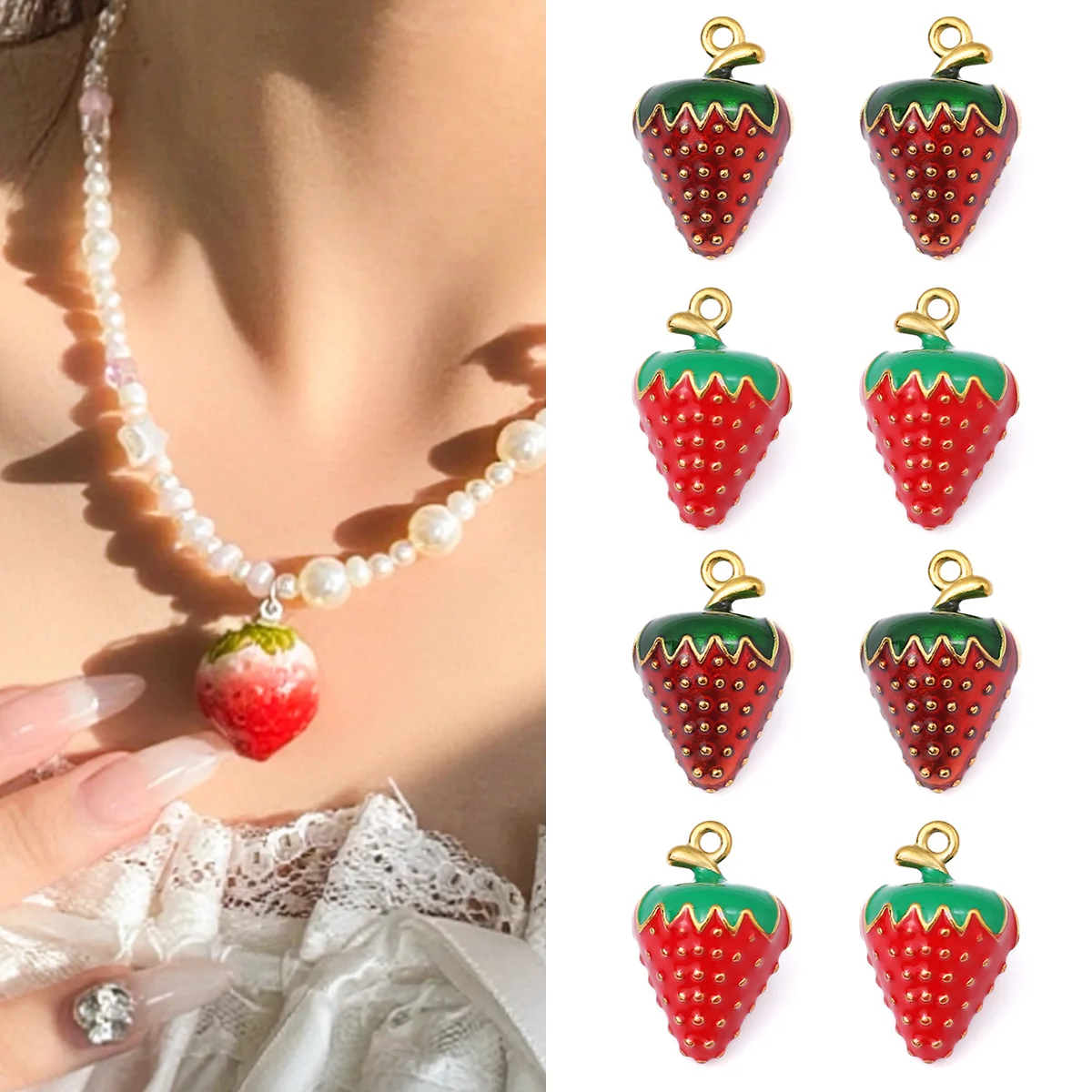 2-5pcs Stainless Steel Enamel Cute Strawberry Charms Cherry Gold-plated DIY Necklaces Bracelet Earrings Jewelry Making Materials
2-5pcs Stainless Steel Enamel Cute Strawberry Charms Cherry Gold-plated DIY Necklaces Bracelet Earrings Jewelry Making Materials