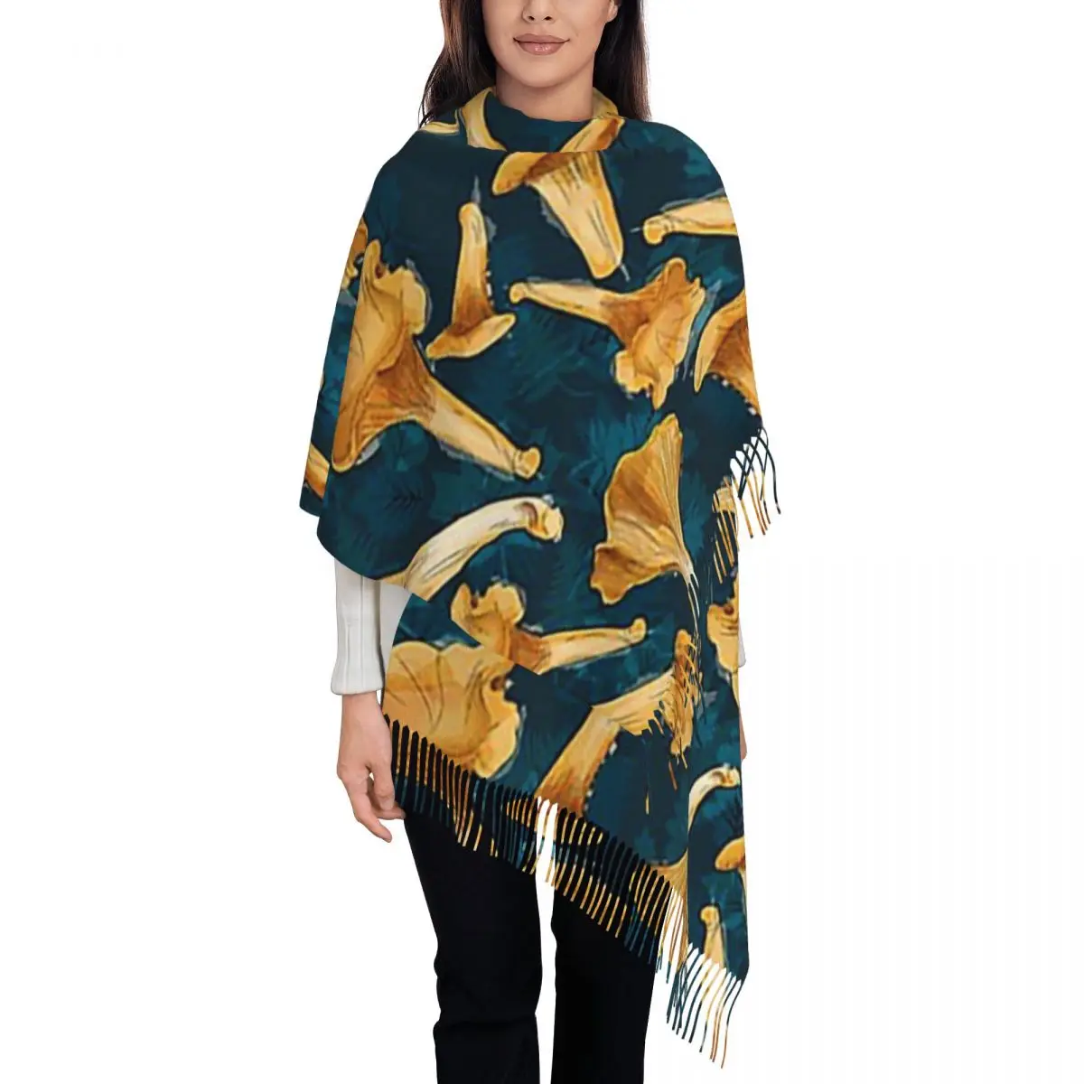 Золотисто-желтый шарф с кисточками и грибами Chanterelle, шарфы для женщин, мягкие теплые шали и накидки, большая осенне-зимняя шаль
Золотисто-желтый шарф с кисточками и грибами Chanterelle, шарфы для женщин, мягкие теплые шали и накидки, большая осенне-зимняя шаль