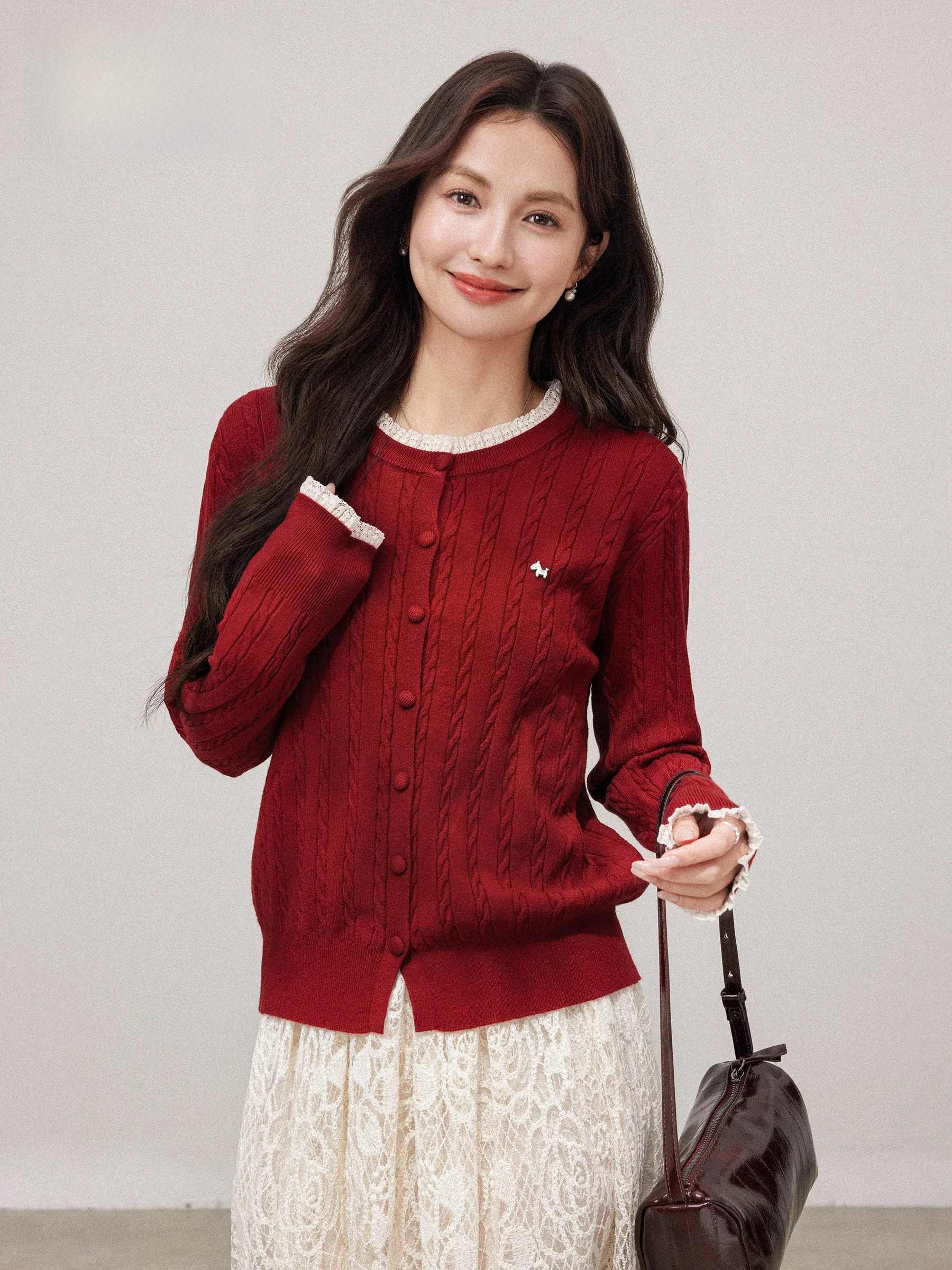 Red Lace Splice Knitted Open Cardigan Women's Autumn Winter New Year Zodiac Year Knitwear Casual Style Long Sleeve Regular Fit
Red Lace Splice Knitted Open Cardigan Women's Autumn Winter New Year Zodiac Year Knitwear Casual Style Long Sleeve Regular Fit