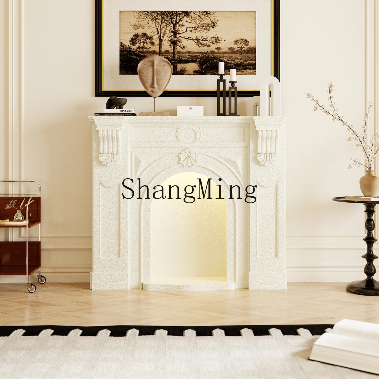 CL Cream Wind Fireplace Decorative Cabinet Living Room Passage Household Wall Shelf
CL Cream Wind Fireplace Decorative Cabinet Living Room Passage Household Wall Shelf