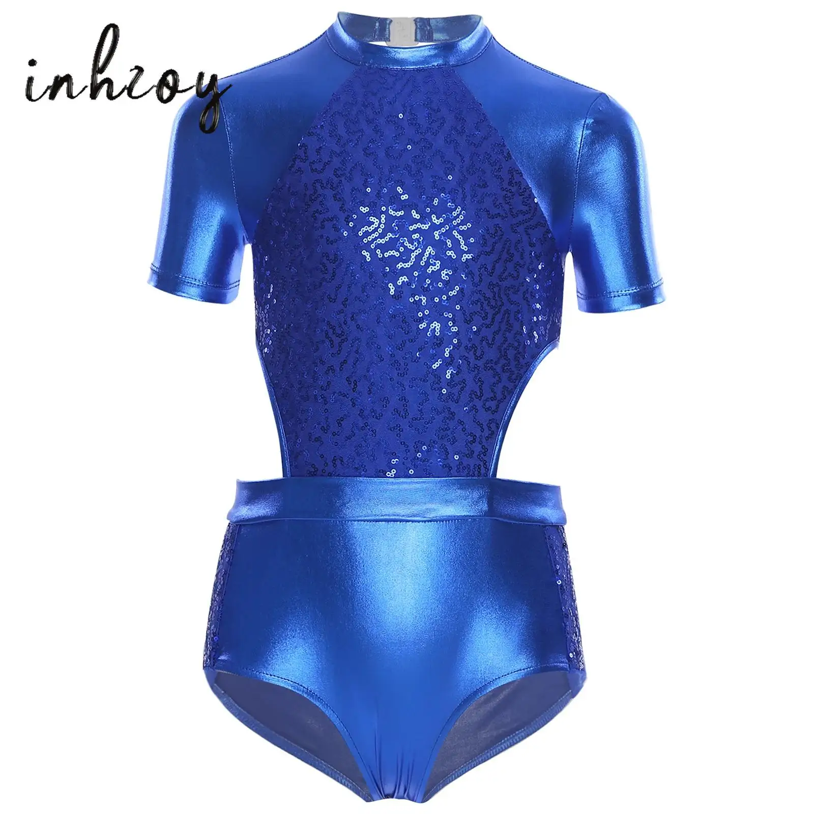 Kids Girls Jazz Dance Performance Costume Gymnastics Ballet Leotard Crew Neck Short Sleeve Cutout Shiny Sequins Metallic Rompers
Kids Girls Jazz Dance Performance Costume Gymnastics Ballet Leotard Crew Neck Short Sleeve Cutout Shiny Sequins Metallic Rompers