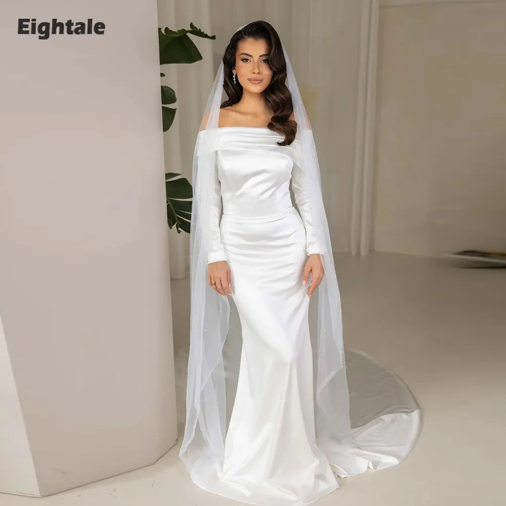 Eightale Vintage Wedding Dress Customized Strapless Pleats Long Sleeves Mermaid Satin Bridal Gown Robe De Mariée
Eightale Vintage Wedding Dress Customized Strapless Pleats Long Sleeves Mermaid Satin Bridal Gown Robe De Mariée