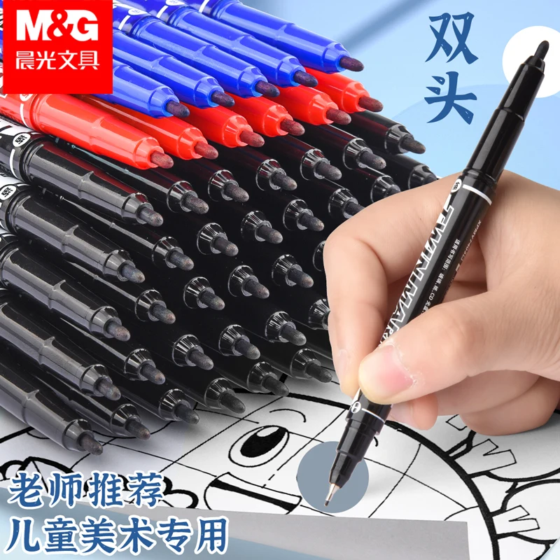 M&G Hot Sale Fine Tip 12pcs 1mm Red/Black/Blue Oil Based Marker Pens Quick Dry Double Head Marker Pen Set For School
M&G Hot Sale Fine Tip 12pcs 1mm Red/Black/Blue Oil Based Marker Pens Quick Dry Double Head Marker Pen Set For School