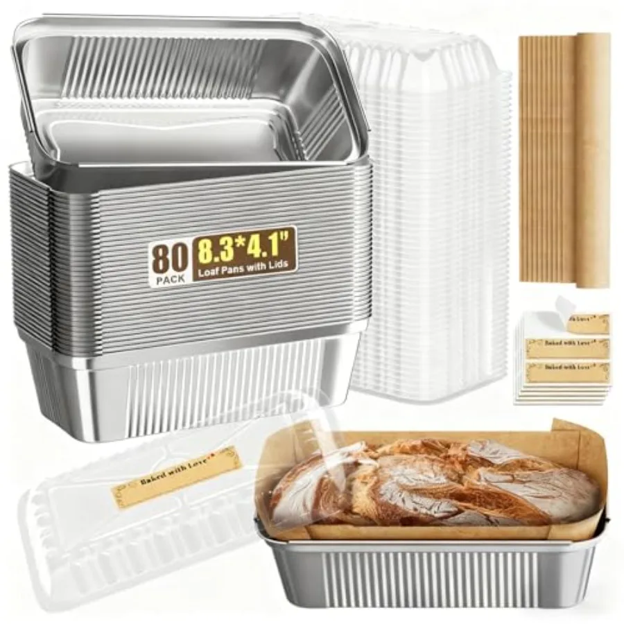 Pack Aluminum Loaf Pans with Lids Stickers and Parchment Paper Sheets, 2.4Lb Heavy Duty Aluminum Foil Premium Bread Tins - 8.3
Pack Aluminum Loaf Pans with Lids Stickers and Parchment Paper Sheets, 2.4Lb Heavy Duty Aluminum Foil Premium Bread Tins - 8.3