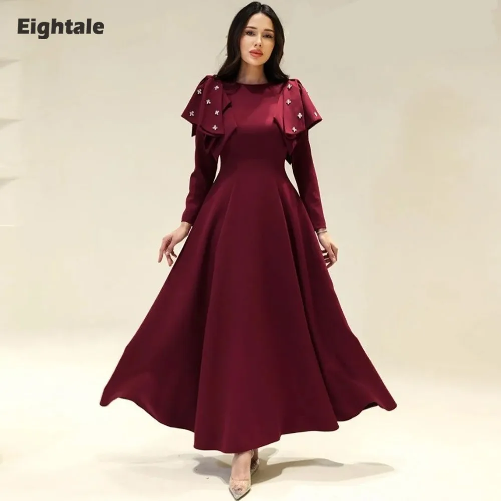 Eightale Arabic Evening Dress O-Neck Beaded Long Sleeves Customized A-Line Tea Length Wedding Party Dress Vestido De Noche
Eightale Arabic Evening Dress O-Neck Beaded Long Sleeves Customized A-Line Tea Length Wedding Party Dress Vestido De Noche