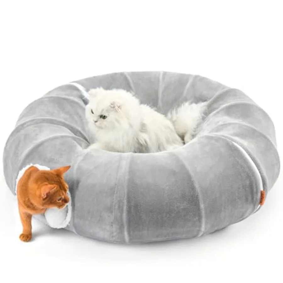 XL Cat Tunnel Bed for Indoor Cats 35.5 Inch Round Play Tunnel Toy with Washable Cushion Grey for Kitten Puppy Rabbit
XL Cat Tunnel Bed for Indoor Cats 35.5 Inch Round Play Tunnel Toy with Washable Cushion Grey for Kitten Puppy Rabbit