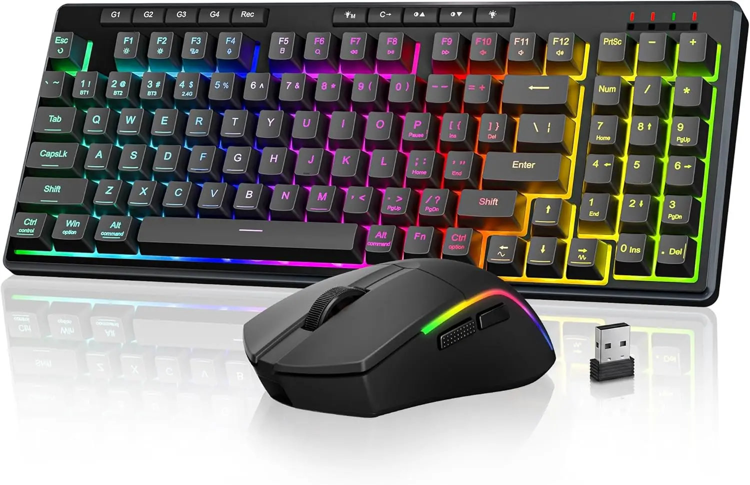 Wireless Keyboard and Mouse Combo, Tri-Mode, Mechanical Feel, RGB Backlit, 4800 DPI Gaming Mouse, Long Battery Life for PC/Mac
Wireless Keyboard and Mouse Combo, Tri-Mode, Mechanical Feel, RGB Backlit, 4800 DPI Gaming Mouse, Long Battery Life for PC/Mac
