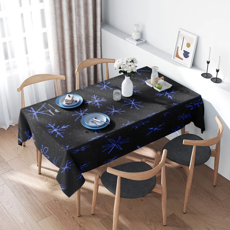 Modern Snowflake Print TableclothDecorative Dining Room Cloth for Home Decoration with Black Background
Modern Snowflake Print TableclothDecorative Dining Room Cloth for Home Decoration with Black Background