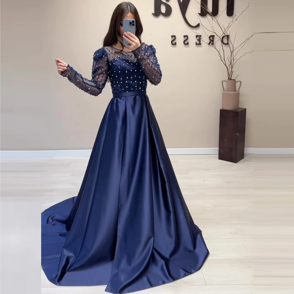 Carolina Boat Neck Sequined Satin Evening Dresses Long Sleeves 2023 Saudi Arabia Women Wedding Guest Elegant Formal Party Gowns
Carolina Boat Neck Sequined Satin Evening Dresses Long Sleeves 2023 Saudi Arabia Women Wedding Guest Elegant Formal Party Gowns