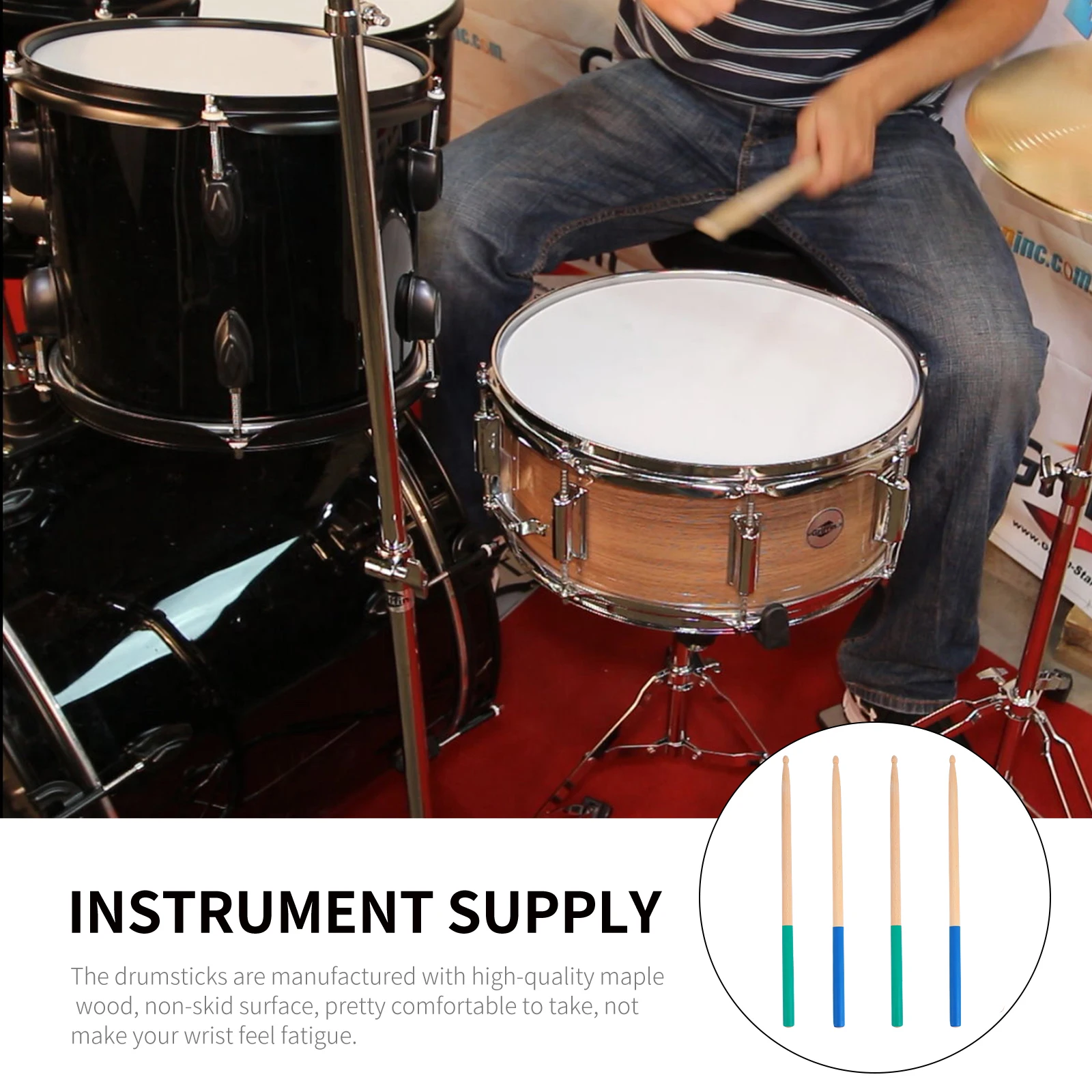 2 Pairs Anti-slip Drum Stick Drums Sticks Drumsticks Maple Non-slip Bulk with Grip
2 Pairs Anti-slip Drum Stick Drums Sticks Drumsticks Maple Non-slip Bulk with Grip