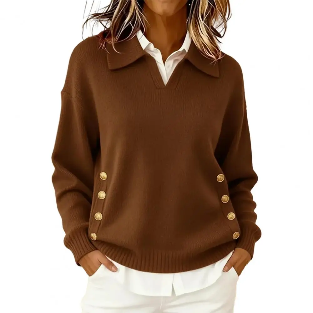 Свитер с лацканами, женский повседневный вязаный пуловер с квадратным воротником и пуговицами, свитера на осень-зиму 2025 г.
Свитер с лацканами, женский повседневный вязаный пуловер с квадратным воротником и пуговицами, свитера на осень-зиму 2025 г.