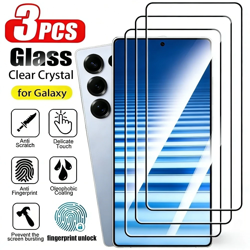 3Pcs Full Cover Tempered Glass for Samsung Galaxy S26 S25 S24 S23 Ultra S22 S21 S20 Plus S25 S26 Edge Anti Drop Screen Protector
3Pcs Full Cover Tempered Glass for Samsung Galaxy S26 S25 S24 S23 Ultra S22 S21 S20 Plus S25 S26 Edge Anti Drop Screen Protector