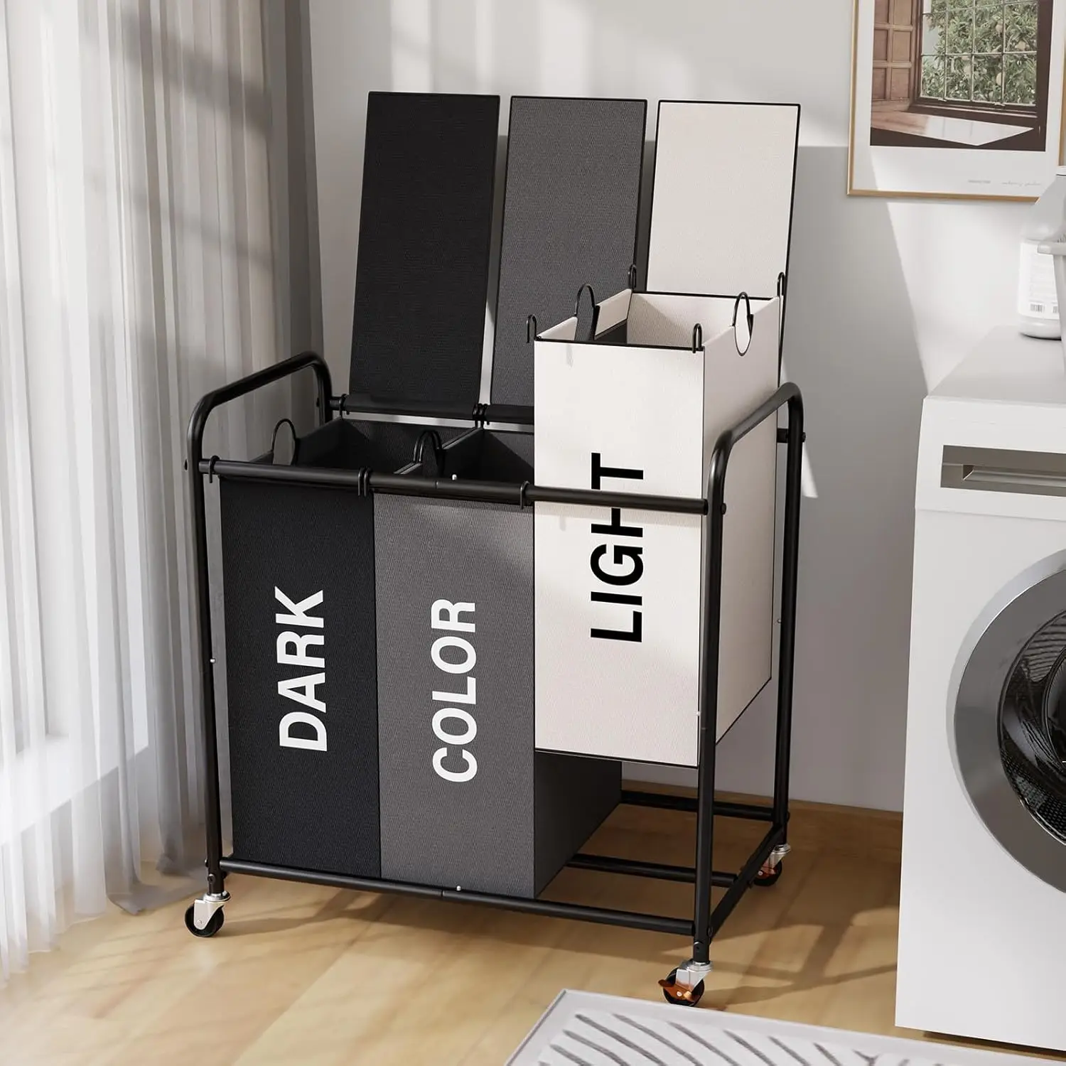 3-Compartment Laundry Cart with Lockable Wheels & Lid, Large 180L Heavy-Duty Sorting Organizer for Laundry Room (Multicolor)
3-Compartment Laundry Cart with Lockable Wheels & Lid, Large 180L Heavy-Duty Sorting Organizer for Laundry Room (Multicolor)