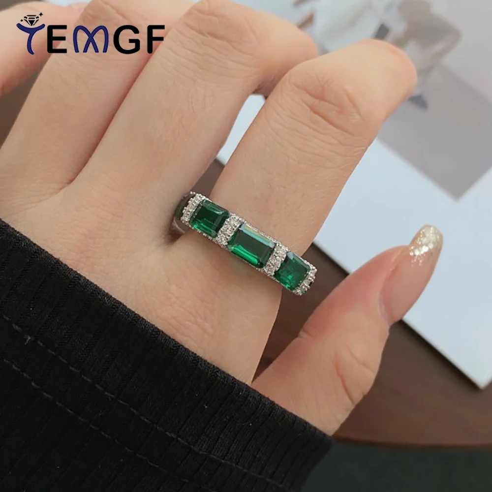 TEMGF 5*7mm Emerald Cut Zircon Ring 925 Pure Silver Closed Ring for Elegant Women Luxury Fine Jewelry Green/Purple/Red/Yellow
TEMGF 5*7mm Emerald Cut Zircon Ring 925 Pure Silver Closed Ring for Elegant Women Luxury Fine Jewelry Green/Purple/Red/Yellow