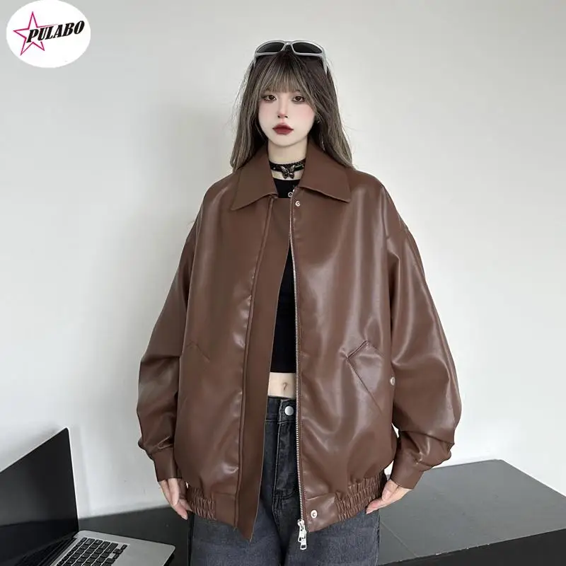 PULABO New Autumn American Women Coat Women's Retro Brown Leather Jacket 2024 Jackets Clothing Winter
PULABO New Autumn American Women Coat Women's Retro Brown Leather Jacket 2024 Jackets Clothing Winter