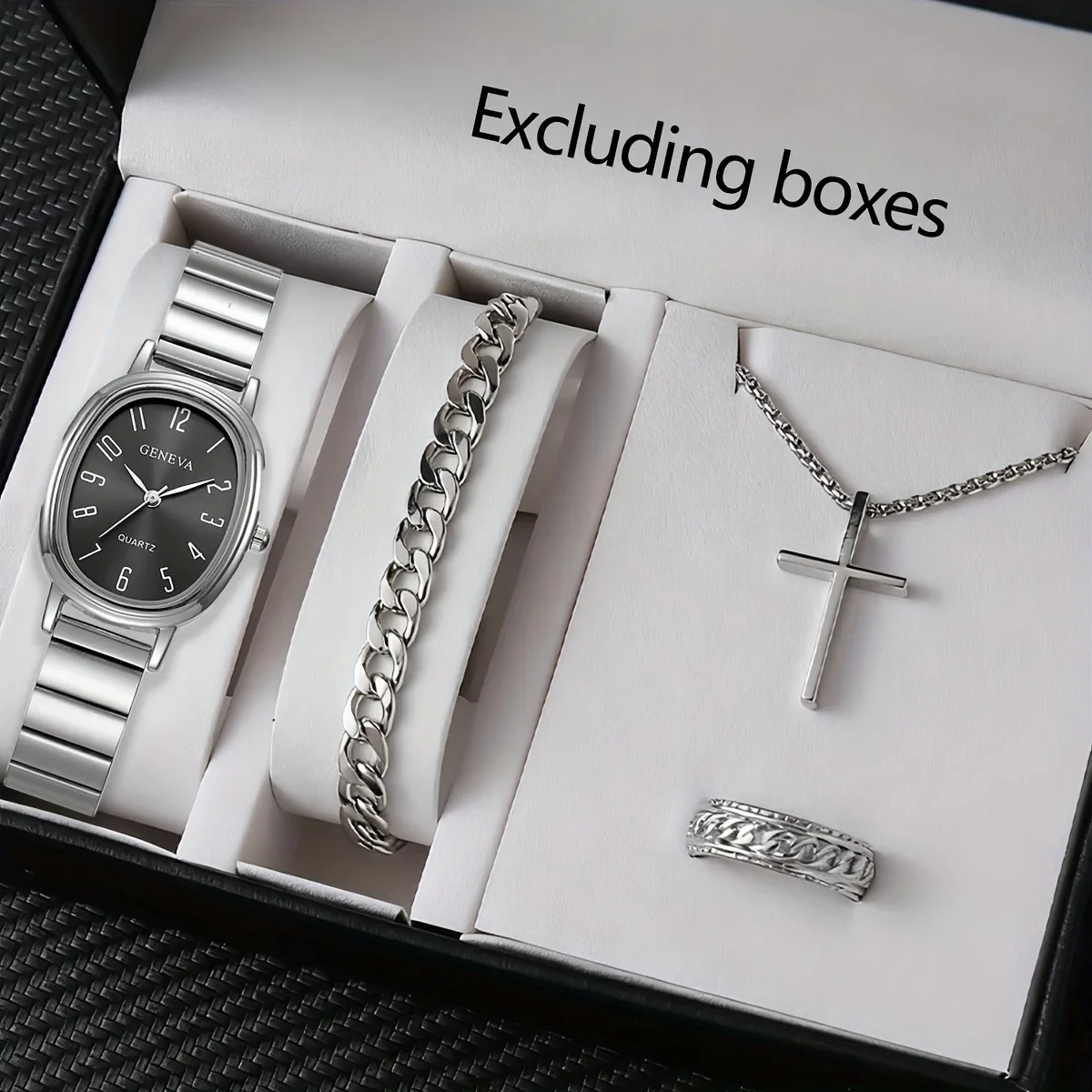 Набор из 4 предметов: модные ретро-часы с бамбуковым узлом и стальным ремешком, блестящий квадратный циферблат, кольцо и ожерелье
Набор из 4 предметов: модные ретро-часы с бамбуковым узлом и стальным ремешком, блестящий квадратный циферблат, кольцо и ожерелье