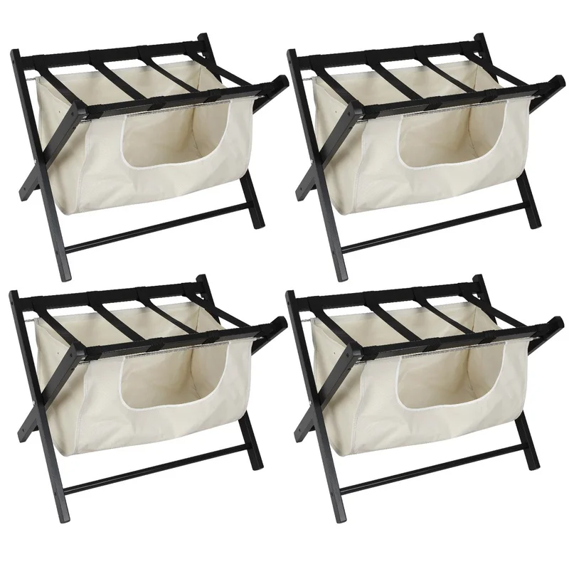 Folding Wooden Luggage Rack with Storage Shelf, Black, 4-Piece Set for Home, Guest Room, Bedroom, Hotel
Folding Wooden Luggage Rack with Storage Shelf, Black, 4-Piece Set for Home, Guest Room, Bedroom, Hotel