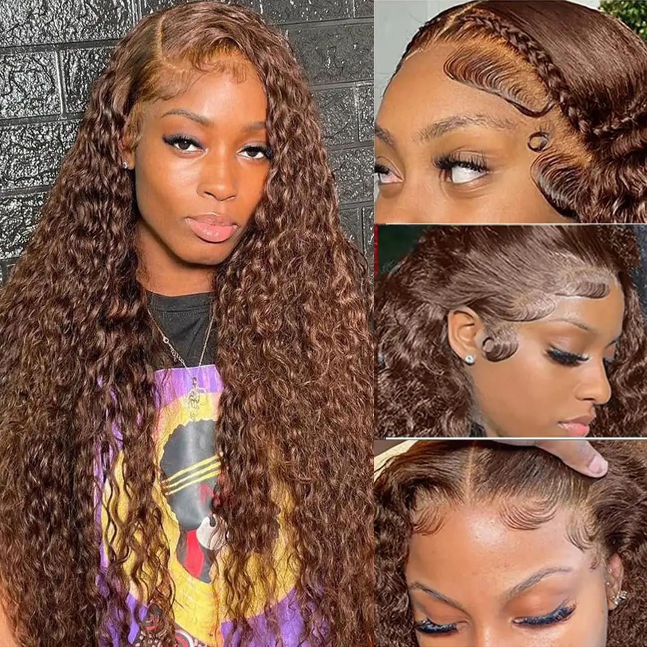 Curly Wigs Chocolate Brown Deep Wave 13x6 HD Lace Front Wig Human Hair 40 30 Inch Reddish Brown Colored Wig #4 Preplucked
Curly Wigs Chocolate Brown Deep Wave 13x6 HD Lace Front Wig Human Hair 40 30 Inch Reddish Brown Colored Wig #4 Preplucked