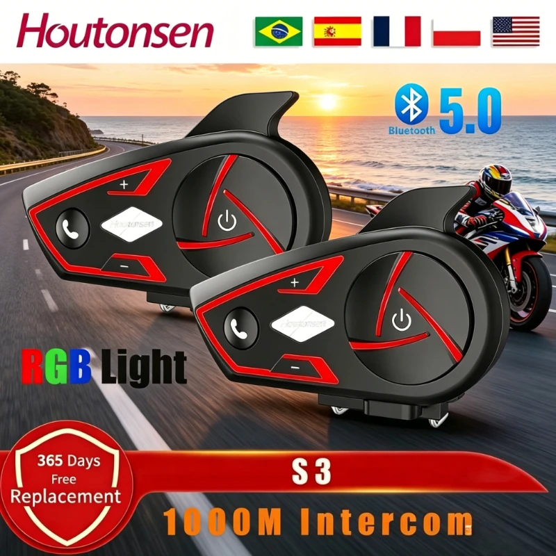 Новинка 2026: Водонепроницаемый мотоциклетный Bluetooth-интерком Houtonsen S3 с радиусом действия 1000 м и RGB-подсветкой (три цвета)
Новинка 2026: Водонепроницаемый мотоциклетный Bluetooth-интерком Houtonsen S3 с радиусом действия 1000 м и RGB-подсветкой (три цвета)