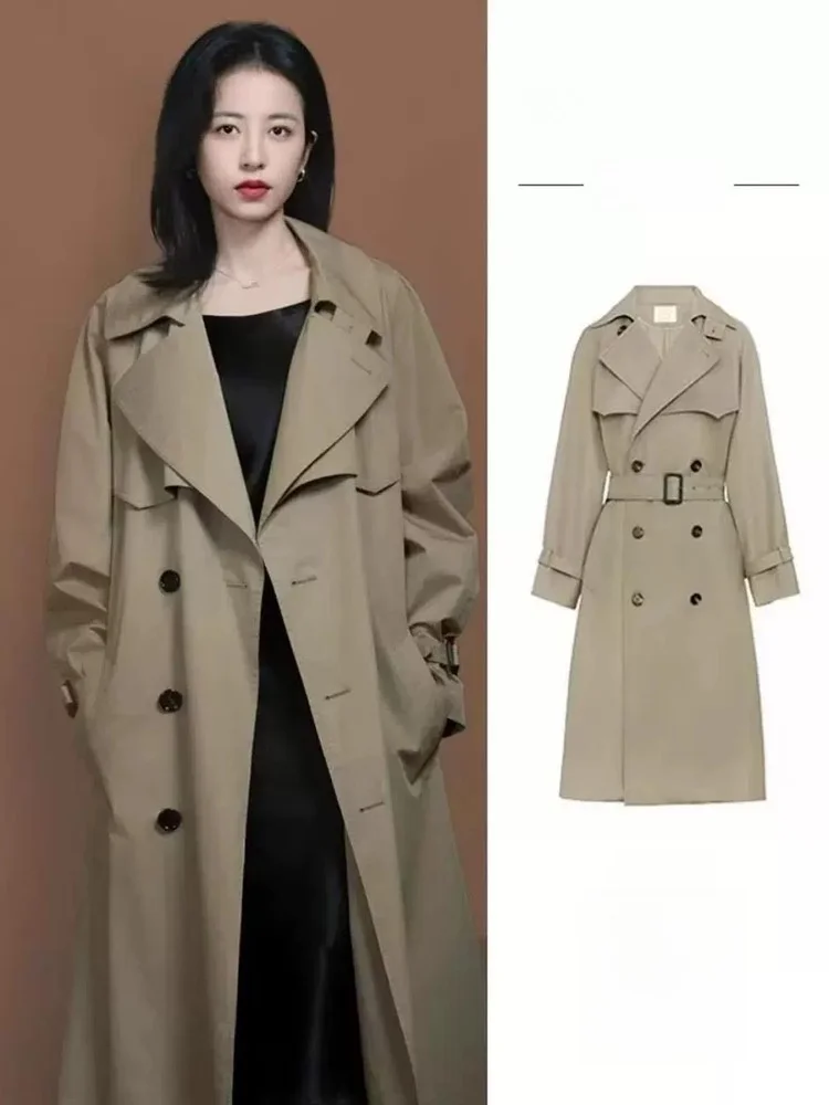 Kaki Color Long Loose Women's Windbreaker Coat Autumn Winter New Style Elegant Atmosphere Korean Version Button Pocket Design
Kaki Color Long Loose Women's Windbreaker Coat Autumn Winter New Style Elegant Atmosphere Korean Version Button Pocket Design
